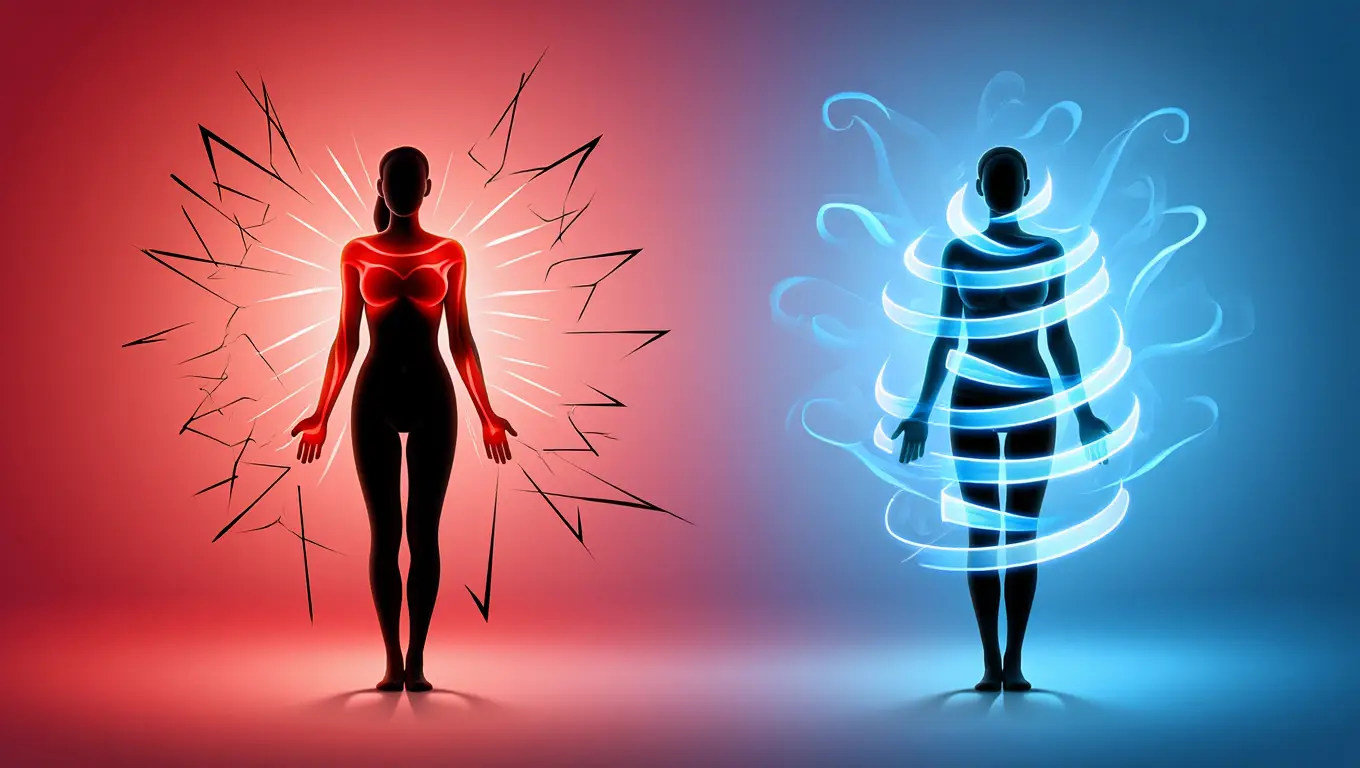 illustration douleurs des femmes en rouge et en bleu quand elle se rétabli