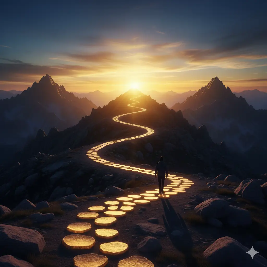 un homme qui va vers les sommet d'une montagne a pieds